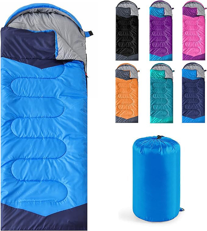 Camping Sleeping Bag - 3 Season Warm & Cool Weather - Summer Spring Fall Lightweight Waterproof for Adults Kids - Camping Gear Equipment, Traveling, and Outdoors