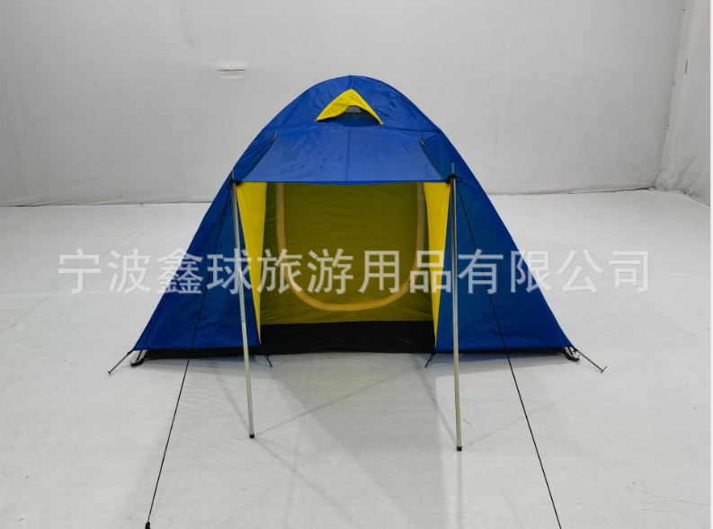 Direct supply of in-stock products: Spring and Autumn Outdoor 2-4 person double-layer rainproof camping and leisure tour tent with a figure-eight-shaped roof.