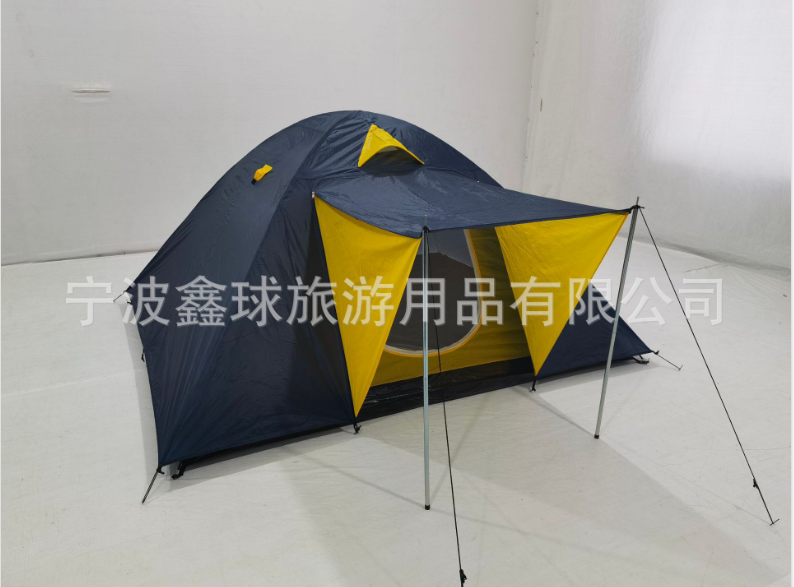 Direct supply of in-stock products: Spring and Autumn Outdoor 2-4 person double-layer rainproof camping and leisure tour tent with a figure-eight-shaped roof.