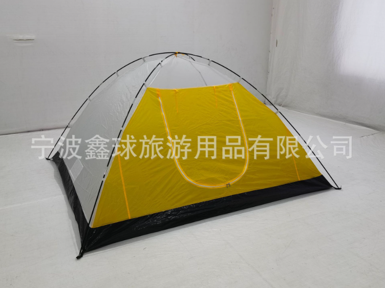 Direct supply of in-stock products: Spring and Autumn Outdoor 2-4 person double-layer rainproof camping and leisure tour tent with a figure-eight-shaped roof.