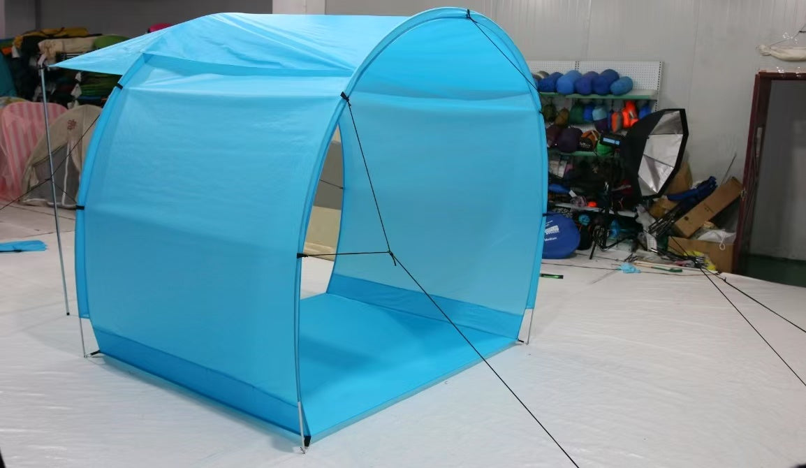 A large-scale 6-person beach tent, tent for sunbathing and wind sheltering, beach party tent, beach awning tent integrated with sky canopy.