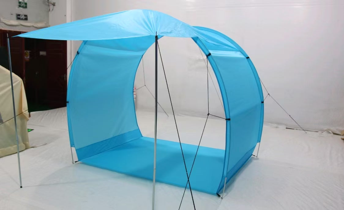 A large-scale 6-person beach tent, tent for sunbathing and wind sheltering, beach party tent, beach awning tent integrated with sky canopy.
